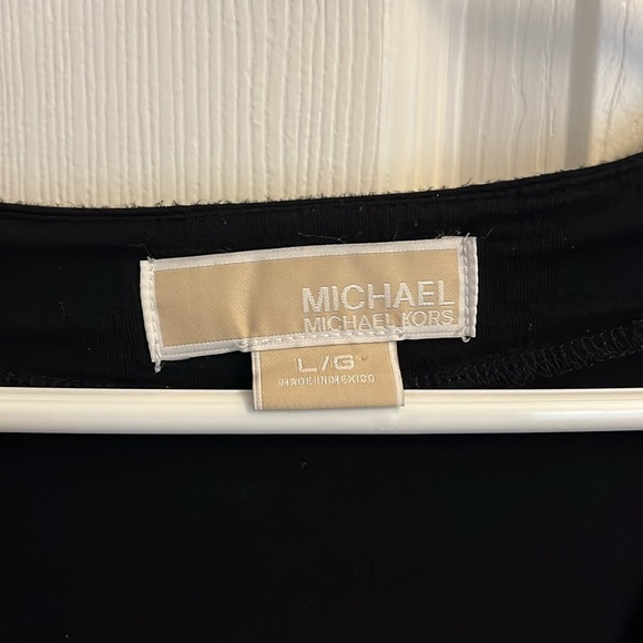 Michael Kors Black Jersey Dress Elasticized Waist Tie Detail Knee Length Large - Picture 3 of 4